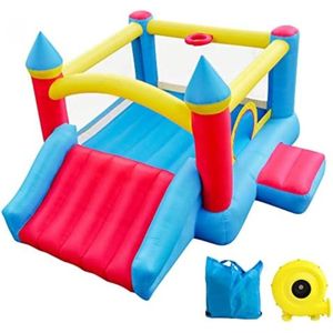 Springkasteel - Springkasteel met blower - Springkasteel voor kinderen - Springkasteel voor peuters - Spring kasteel - 360x280x197cm - Blauw/Rood