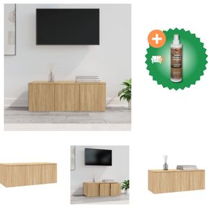 vidaXL Tv-meubel 80x34x30 cm spaanplaat sonoma eikenkleurig - Kast - Inclusief Houtreiniger en verfrisser