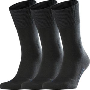 FALKE Run 3-Pack anatomische pluche zool katoen multipack sokken unisex zwart - Maat 46-48