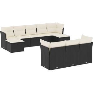 vidaXL Loungeset 10-delig - Poly Rattan - Zwart Loungeset - Tuinlounge - Lounge Set - Outdoor Furniture - Pe Rattan