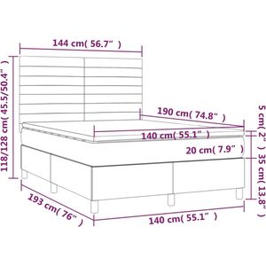 vidaXL - Boxspring - met - matras - stof - taupe - 140x190 - cm