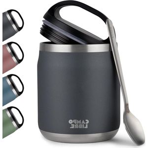 Thermocontainer 600 ml roestvrij staal - warmhoudcontainer met lepel - mueslicup of babypap - 4 kleuren