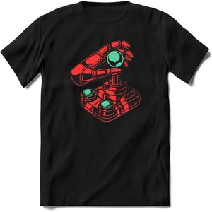 Retro Joystick | Gaming kado T-Shirt heren - dames | Petrol-Rood | Perfect game pc cadeau shirt | Grappige console spreuken - zinnen - teksten Maat 3XL