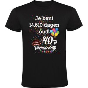 Je bent 14,610 dagen oud! Heren T-shirt - 40 jaar - verjaardag - 40e verjaardag - verjaardagsshirt - feest - jarig