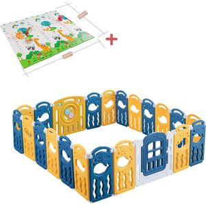 K IKIDO Baby Kinderbox - Babybox - Baby Speelbox - Babypark - Grondbox - Met kruipmat - voor peuter en baby - Baby boxcombinatie - Antislip - Veiligheidshek - 180 * 210 cm