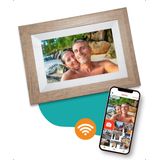 Digitale fotolijst met WiFi en Frameo App - 8 inch - Pora – HD+ -IPS Display – Licht Bruin/Wit - Micro SD – Touchscreen