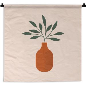 Wandkleed - Wanddoek - Vaas - Zomer - Plant - 60x60 cm - Wandtapijt