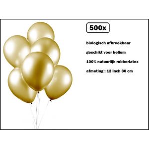 500x Luxe Ballon pearl goud 30cm - biologisch afbreekbaar - Festival feest party verjaardag landen helium lucht thema