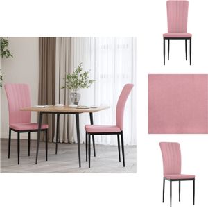 vidaXL Eetkamerstoelen - Fluweel - Roze - 42 x 57.5 x 95 cm - Ergonomisch design - Eetkamerstoel