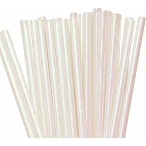 Rietjes stevig Papier (Metallic White) 25 stuks