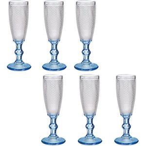 Vivalto - Luxe Champagneglazen Monaco serie set 12x blauwe voet 180 ml