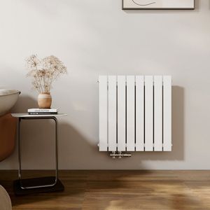 EMKE Radiator - Plat Design - Glanzend Wit - 63x62 cm - 450 W - Kolomradiator Vertical - Verwarming voor Alle Ruimtes