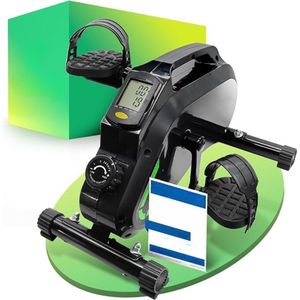 VBZ Bureaufiets – Deskbike Met LCD-Display – Stoelfiets Bewegingstrainer – Bureau Fiets Met Instelbare Weerstand – Mini Hometrainer Incl. Bevestigingsband - 48 x 40 x 30 Cm