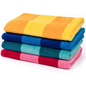 Gestreepte strandhanddoeken - groot en absorberend - 4 stuks - 86 x 155 cm