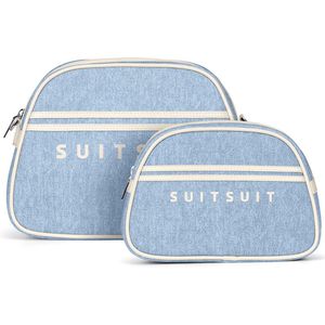 SUITSUIT Fabulous Fifties - Make-up tas voor dames - Toilettas etui - Beautycase set - Chambray Blue