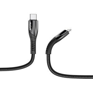 Rixus - USB C naar Lightning kabel - 1 meter - gevlochten Oplaadkabel geschikt voor Apple Lightning - Sneller opladen - kabel - Metaalgrijs