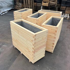 AMISHOUT - Hoge houten plantenbak 100x40x72 – naturel bloembak buiten