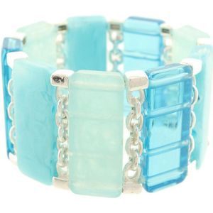Behave Dames armband elastisch aqua licht blauw