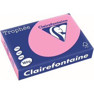 Clairefontaine Trophée Pastel, gekleurd papier, A4, 160 g, 250 vel, felroze 4 stuks