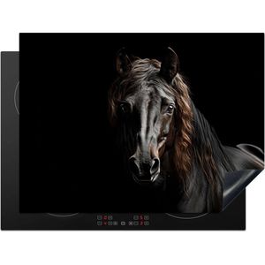 KitchenYeah inductie beschermer 70x50 cm - Paard - Zwarte kookplaataccessoires - Afdekplaat voor kookplaat - Anti slip mat - Keuken decoratie inductieplaat - Inductiebeschermer - Inductiemat - Beschermmat voor fornuis