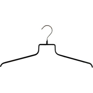 TopHangers [Set van 5] Elegante metalen kledinghangers / shirthangers met een hoogglans zwarte antislip coating en een draaibare verchroomde haak 'MAWA HE'