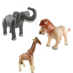 3x Opblaasbare dieren olifant leeuw en giraffe