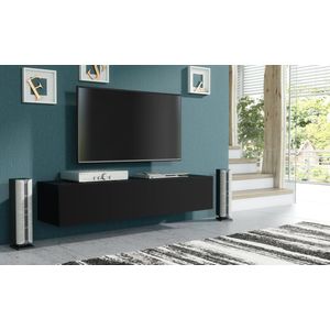 Pro-meubels - Hangend Tv meubel Tunis - Mat zwart - 150cm - Tv kast - Televisiemeubel