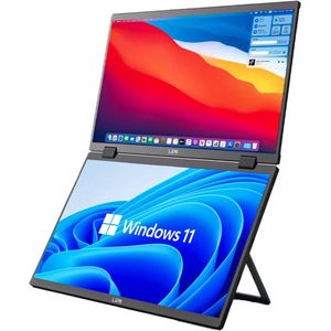 Lipa HDR-72 Dual Portable monitor Full HD - Foldable opvouwbaar scherm - Beeldscherm - Computerscherm - Ultrawide monitor - Ook Windows & MacOS - 2x 15.6 inch - Tri-screen- Triple monitor - 60 Hz - HDR en IPS - Verticaal Ultrawide