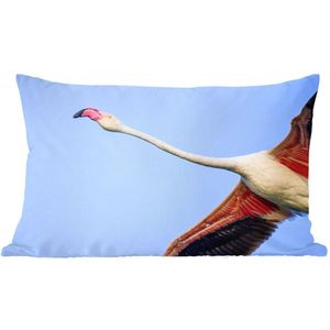 Sierkussens - Kussen - Onderaanzicht van een vliegende flamingo - 50x30 cm - Kussen van katoen