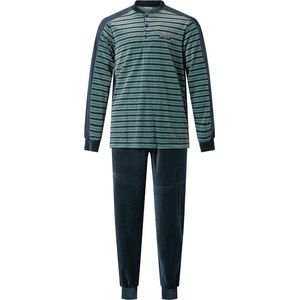 Gentlemen velours Heren pyjama - Ronde hals - Ben - XL - Blauw.