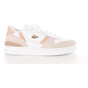 lacoste damessneakers t clip d veau blanc naturel