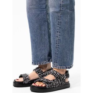 Sacha - Dames - Zwarte chunky sandalen met studs - Maat 36