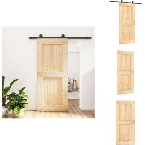 vidaXL Schuifdeur - Schuifdeuren - Binnendeur - Binnenschuifdeur - Schuifdeur met beslag 90x210 cm massief grenenhout