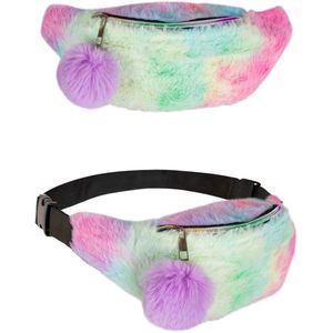 Heuptasje - Fluffy Bont Regenboog Pastel - Festival Tas