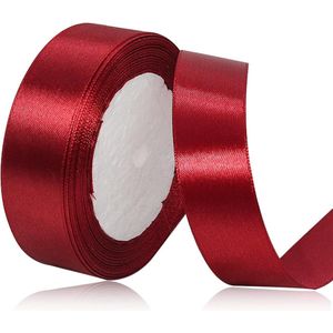 Satijnen lint, 25 mm x 22 meter, bordeauxrood, effen kleur, stof, voor inpakken, knutselen, ballons, naaiprojecten, lintjes, bruidsboeketten, bruiloftscadeaus