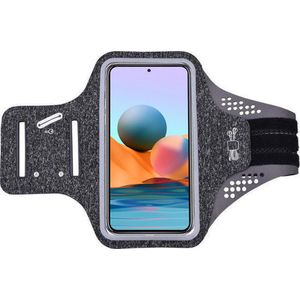 Hoesje Geschikt voor Xiaomi Redmi Note 10S hardloop telefoonhouder – armband - sportband - van stof - Zwart