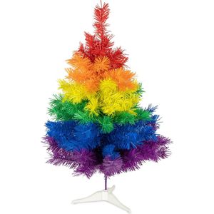 R en W kunst kerstboom - regenboog - H60 cm - kunststof - gekleurd miniboompje