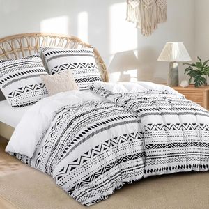 Unyqoos® Stijlvolle Boho Katoenen Dekbedovertrekset 4-delig met Ritssluiting voor Comfort en Gemak