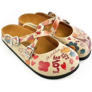 GOBY Clogs met Love Sketchbook – Handgemaakt – Hoge Kwaliteit – Maat 36