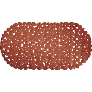 MSV Douche/bad anti-slip mat - badkamer - pvc - terracotta - 39 x 99 cm - zuignappen - steentjes motief