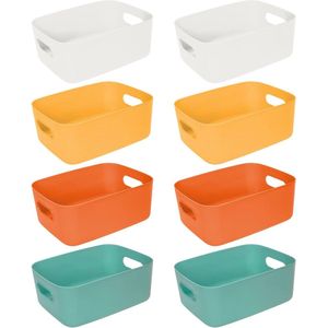 Kleurrijke opbergdoos - 8 stuks kunststof opbergmand organizer met handgrepen voor keukenkast - Badkamer en keuken opbergdoos .