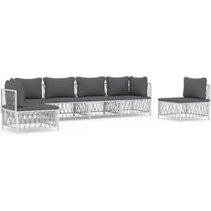 vidaXL Loungeset 6-delig - Met kussens - Wit Loungeset - Tuinset - Tuinbank - Lounge Set - Outdoor Furniture