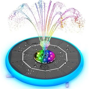 Buiten tuin drijvend led 55 W fontein op zonne-energie - vogelbad vijver - maximale hoogte watersproeiing 85 cm - 120 l/u