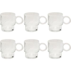 Set van 6 Transparante Glas Mokken - 30 cl - Vaatwasserbestendig - Ideaal voor Koffie, Thee en Meer