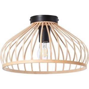 Brilliant Norah plafondlamp 34cm zwart/naturel bamboe/metaal 1x A60, E27, 40 W, geschikt voor normale lamp (niet inbegrepen)