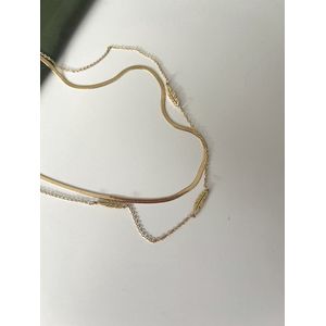 Lâhza Jewelry - Ketting met veren - RVS - goud