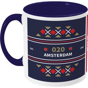 Ajax Mok - Abstract 020 - Koffiemok - Amsterdam - 020 - Voetbal - Beker - Koffiebeker - Theemok - Blauw - Limited Edition