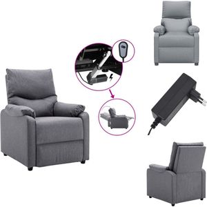 vidaXL Elektrische Stoffen TV-Fauteuil - Robuuste Stof - 73x158x73 cm - Lichtgrijs - Fauteuil