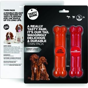 TastyBone - Small - Twinpack Breakfast - Beef Sausage & Bacon - Hond - Kauwspeelgoed - Vegan