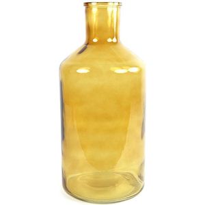 Countryfield Bloemenvaas - goudgeel - doorzichtig glas - XXL fles - D24 x H51 cm